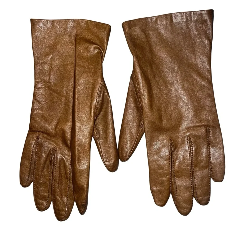 EUC Fownes Vintage Camel Tan Leather Driving Gloves Size 7.5